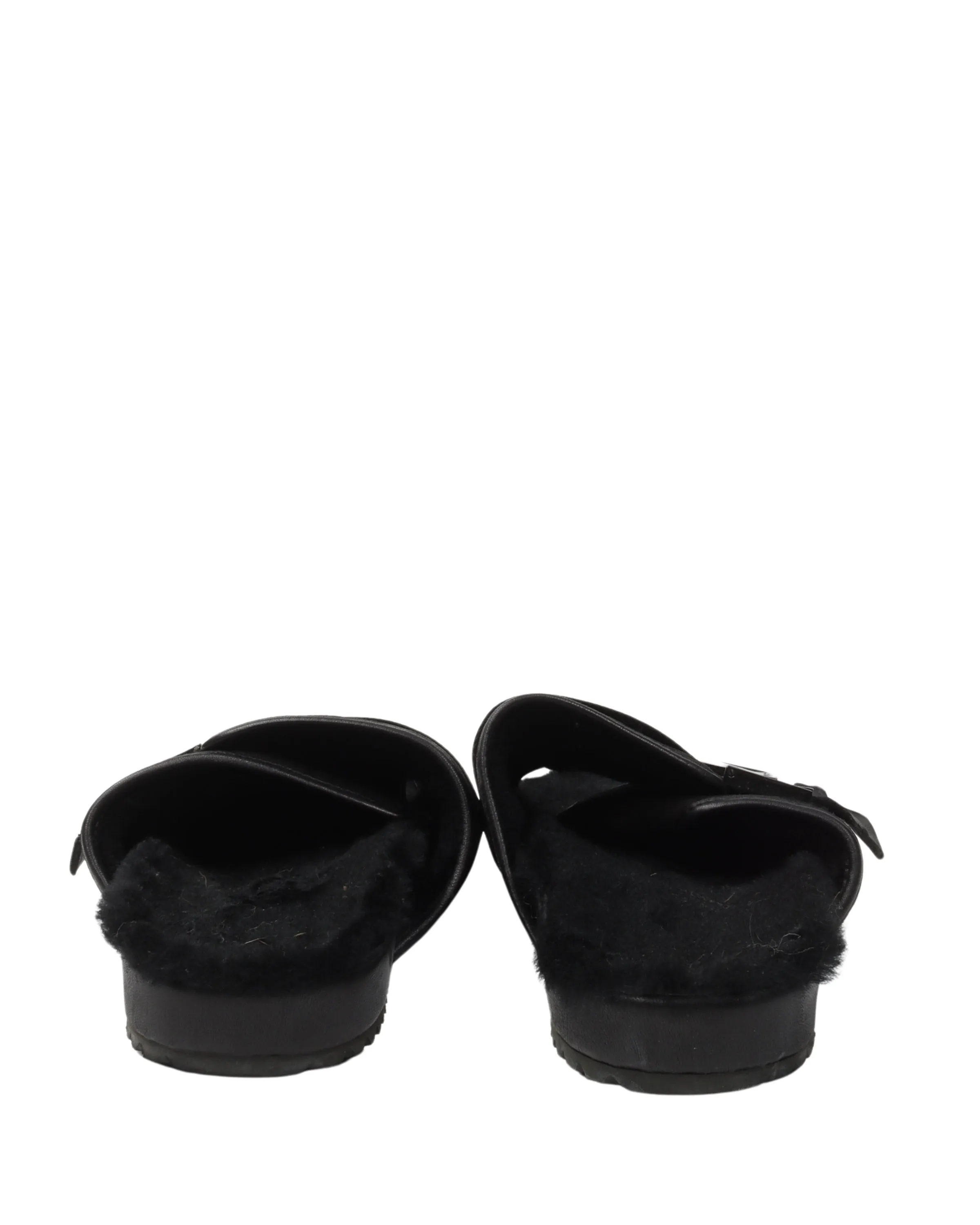 Strapped Sandals with Fur Footbed Peep Toe Wedge Sandals