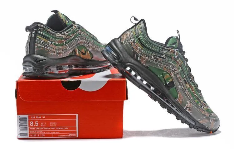 Nike Air Max 97 Camouplage Army Green Grey Shoes Sale Size US 7, 8, 8.5, 9, 10, 11 Asics Tennis Shoes Flat Feet
