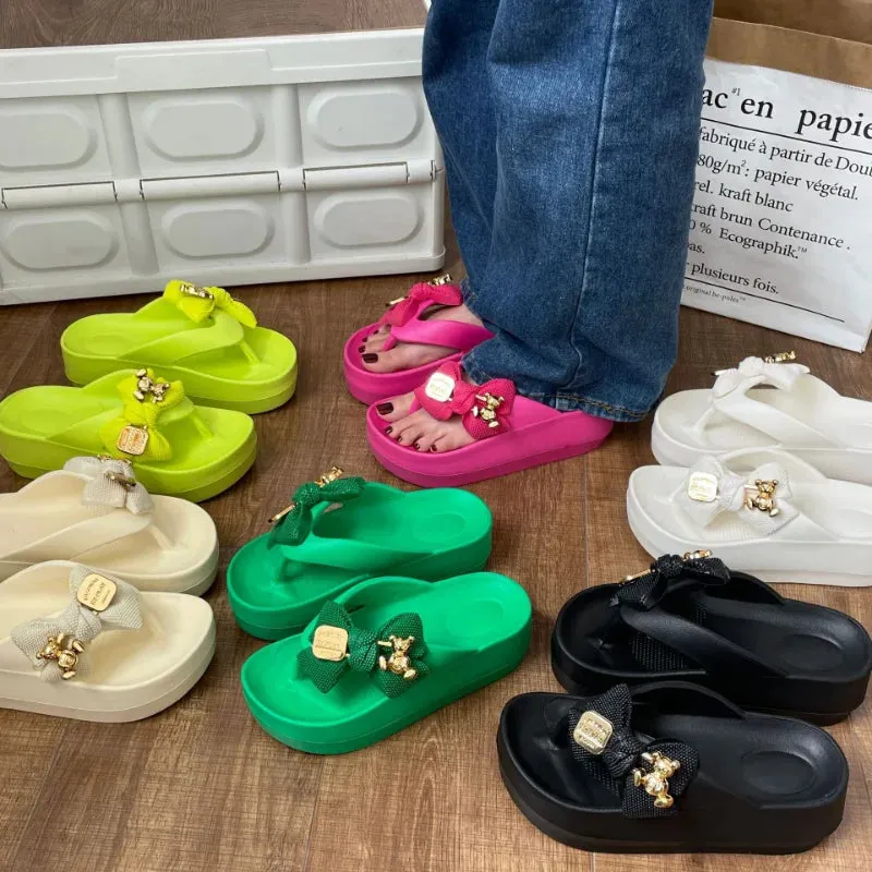 Healthy Flip Flops Women Chunky Platform Sandals Casual Anti-slip Slides Summer Wedge Slippers Woman Fashion EVA Outdoor Beach Slippers Flip Flops