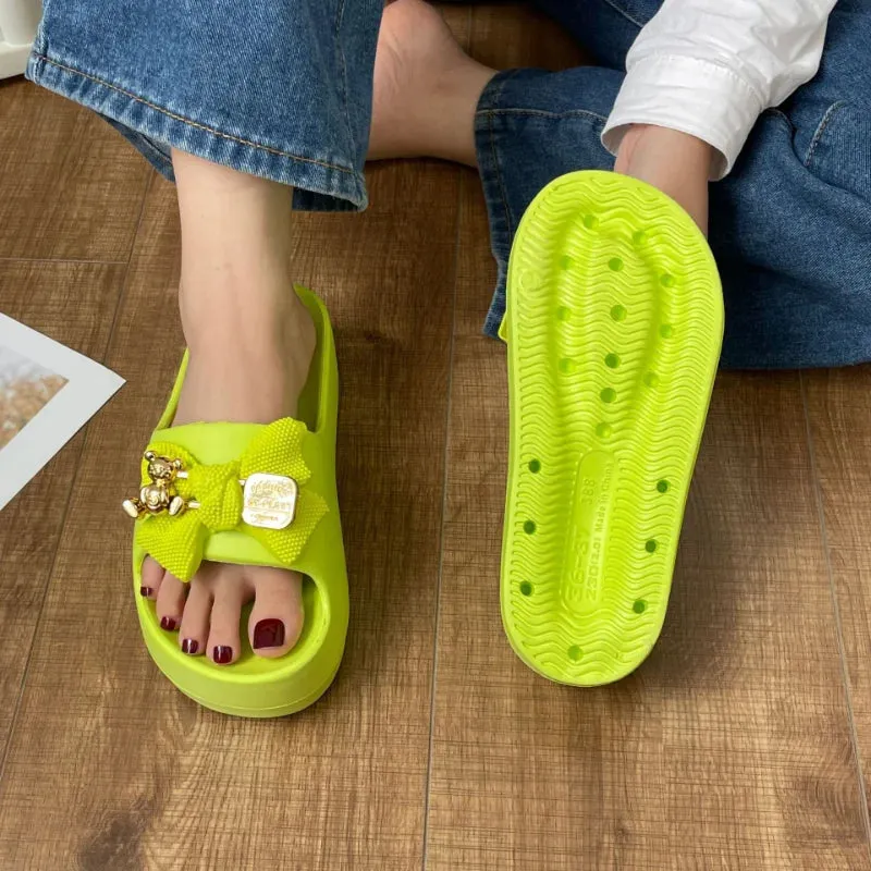 Women Chunky Platform Sandals Casual Anti-slip Slides Summer Wedge Slippers Woman Fashion EVA Outdoor Beach Slippers Flip Flops Best Flip Flops For Swollen Feet