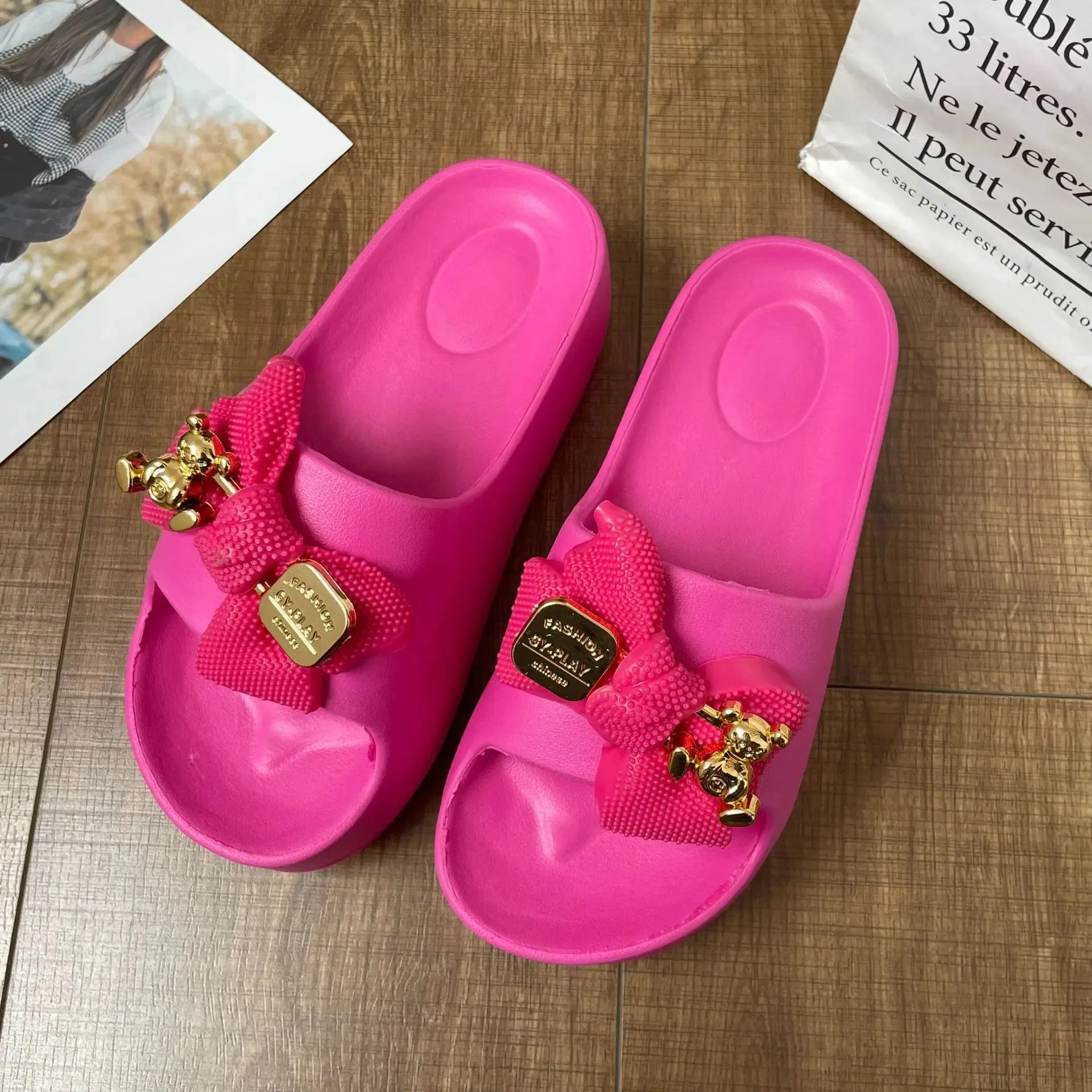 Women Chunky Platform Sandals Casual Anti-slip Slides Summer Wedge Slippers Woman Fashion EVA Outdoor Beach Slippers Flip Flops Bandals Flip Flops
