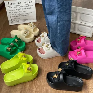 Feet In Flip Flops Images Women Chunky Platform Sandals Casual Anti-slip Slides Summer Wedge Slippers Woman Fashion EVA Outdoor Beach Slippers Flip Flops