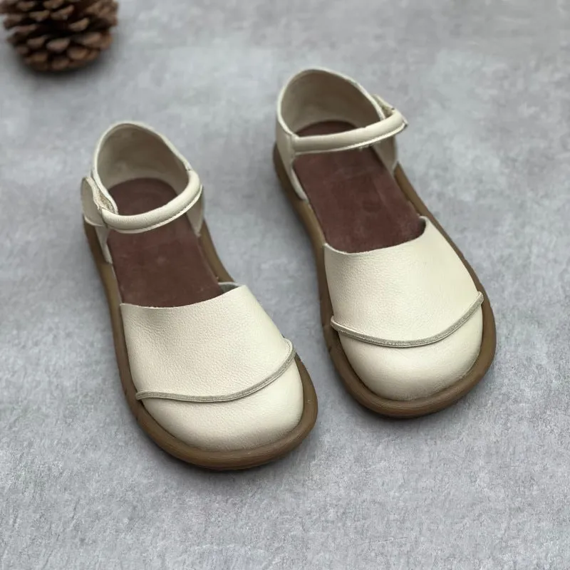 Women's Retro Handmade Genuine Leather Flats Sandals Running Sandals