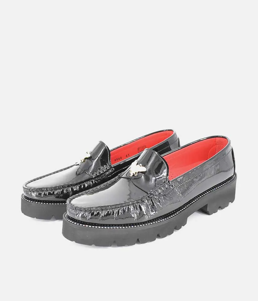 Vittoria Mengoni Black Patent Dressy Loafers Gravati Loafers