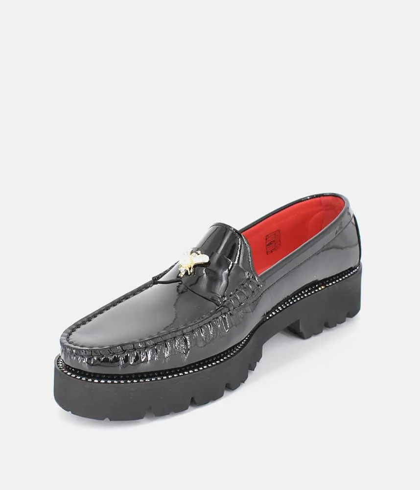 Zara Loafers With Tassels Vittoria Mengoni Black Patent Dressy Loafers