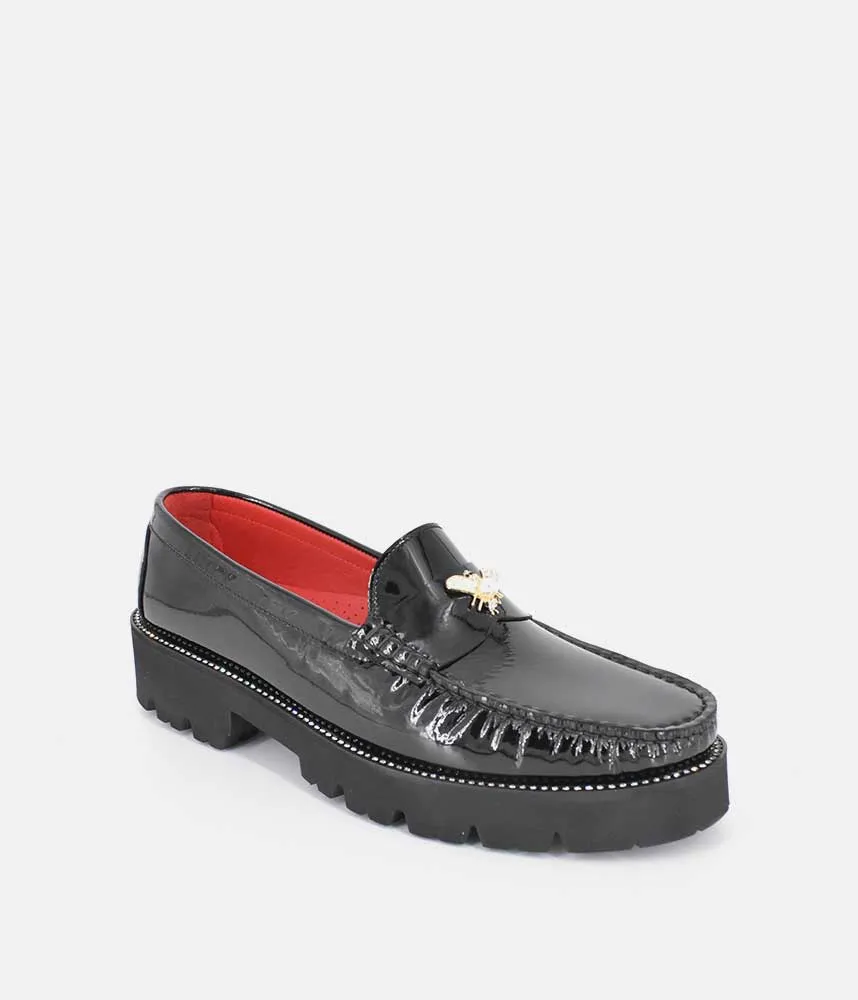Vittoria Mengoni Black Patent Dressy Loafers Mens Loafers