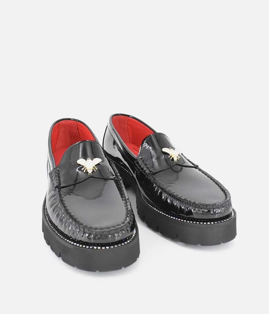Vittoria Mengoni Black Patent Dressy Loafers Loafers Food