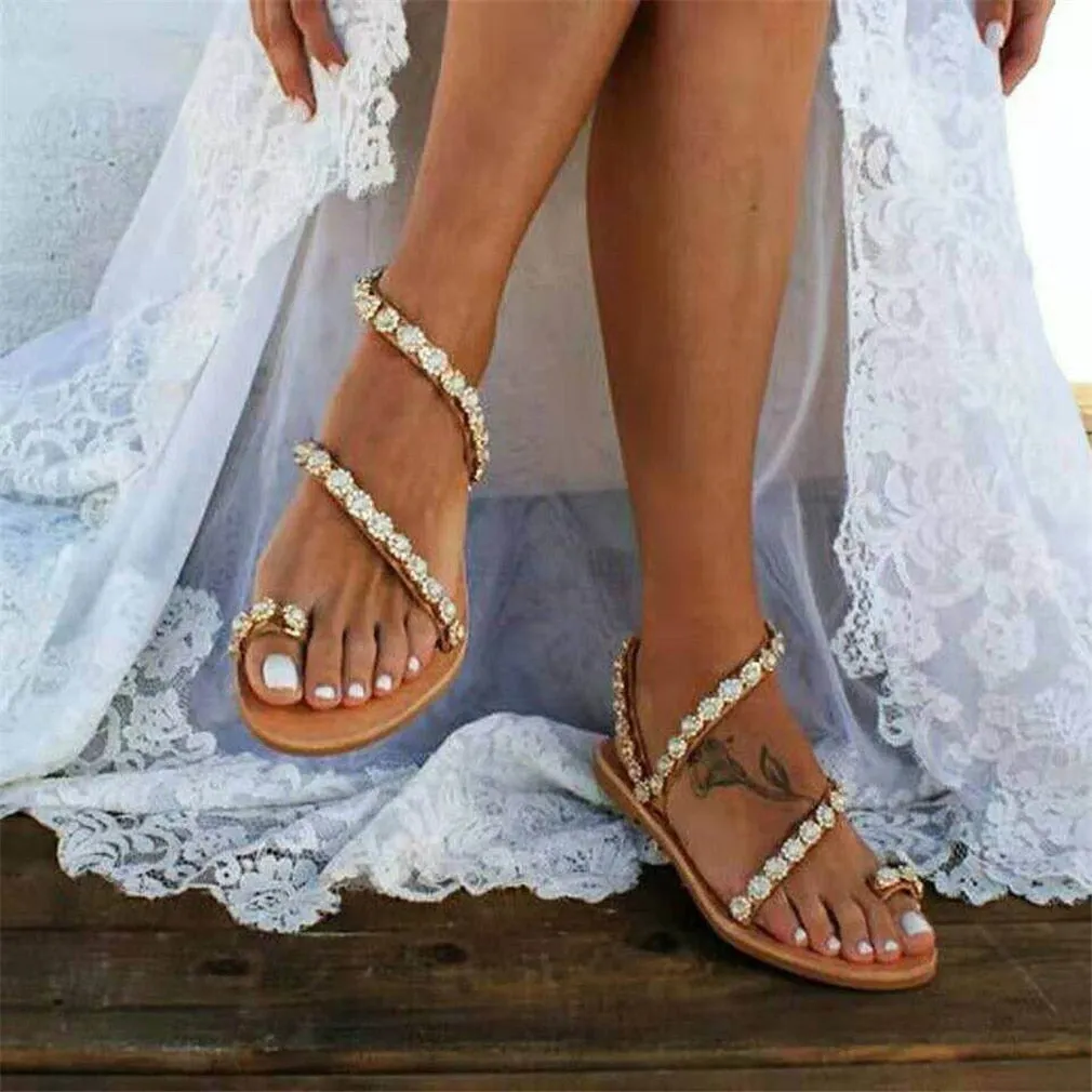 Women Sandals Gladiator 2019 Summer Casual Shoes Bohemia mujer Wedding Shoes Crystal feminina Ladies Flip Flops Beach Sandals Flip Flops Bulk For Wedding