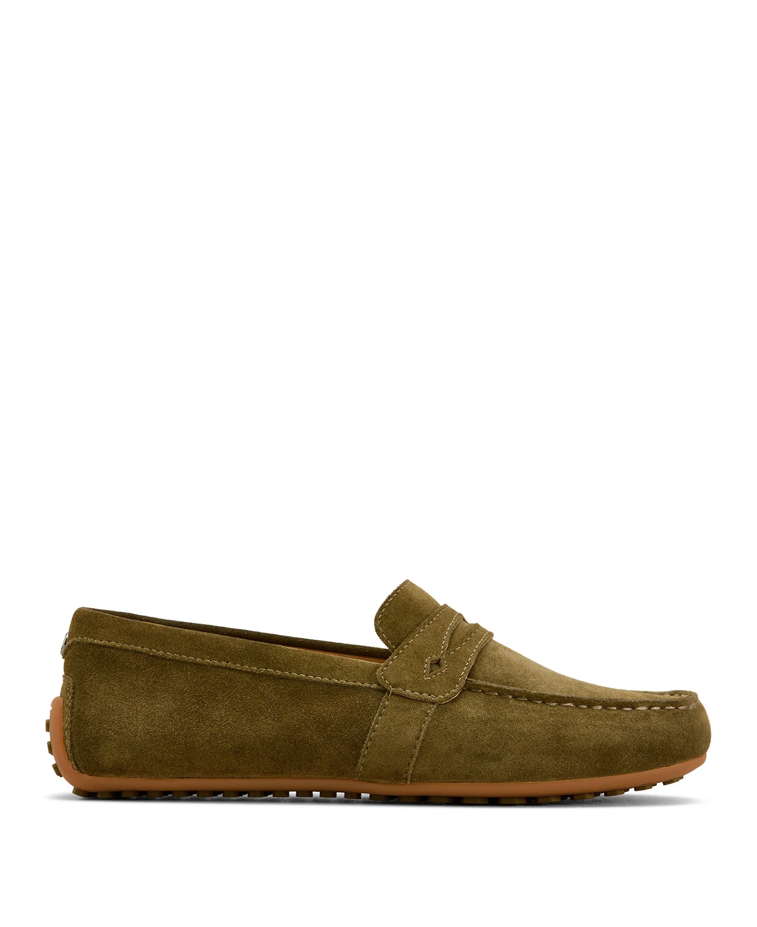 Selene Driving Moc - Dark Olive Suede Carmina Loafers