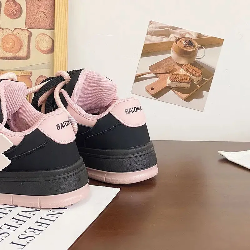 binfenxie  -  Designer Women Pink Breathable Flower Sneakers Cute Patchwork Shoes Thick Heel Sneakers Casual Running Platform Y2K Bread Shoes Air Pump Sneakers