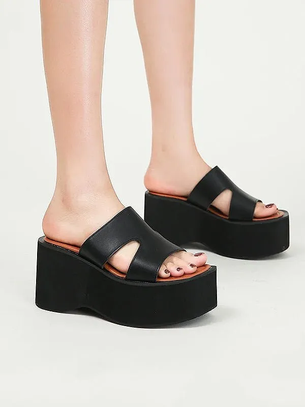 Women's Dressy Black Platform Sandals with Curved Heel Sandals For High Arches