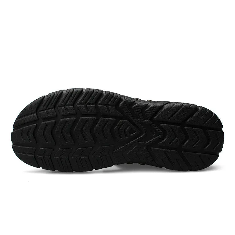 Sandals And Socks Summer Men Casual Genuine Leather Sandals Flat Beach Sandalias Hombre Cuero Open Shoes Sandales Homm