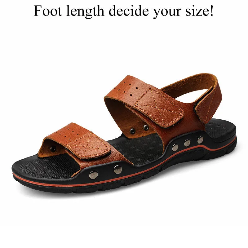 Summer Men Casual Genuine Leather Sandals Flat Beach Sandalias Hombre Cuero Open Shoes Sandales Homm Sandals Halcyon Resort St Lucia