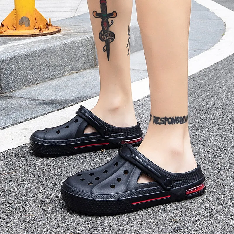 Locals Slippers Hawaii Summer Men Slippers Sandals Massage Clogs Outdoor Garden Shoes Men Pool Sandals Bathroom Slides Mules Beach Slippers Flip Flops