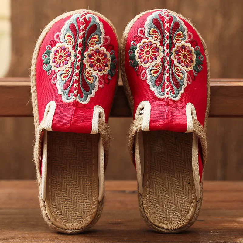 North Face Outdoor Slippers Summer Slippers Hand-woven Flower Embroidered Mules