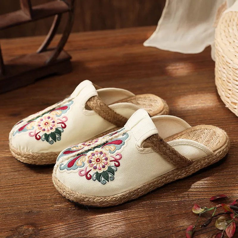 Walmart Halloween Slippers Summer Slippers Hand-woven Flower Embroidered Mules