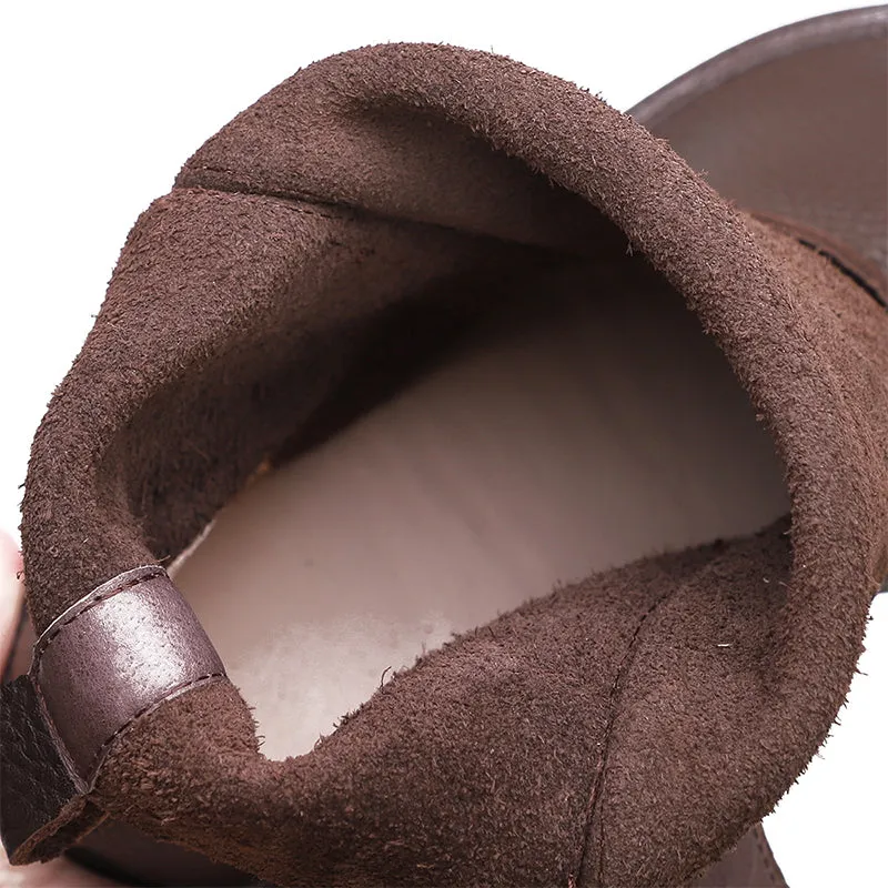 Best Oxfords Under 300 Women's Leather Barefoot Booties Round Toe Velcro Flat Ankle Boots Brown/Black/Coffee