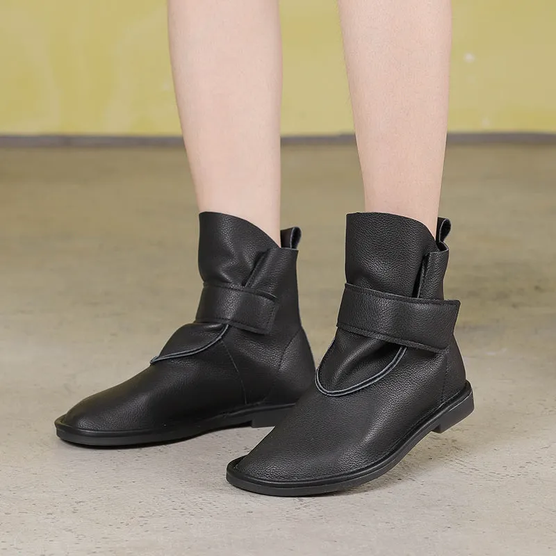 Suede Lace Up Oxfords Women's Leather Barefoot Booties Round Toe Velcro Flat Ankle Boots Brown/Black/Coffee