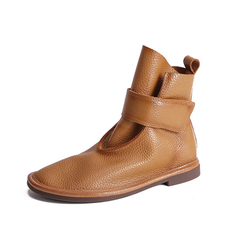 Women's Leather Barefoot Booties Round Toe Velcro Flat Ankle Boots Brown/Black/Coffee Eastland Sadie Oxfords