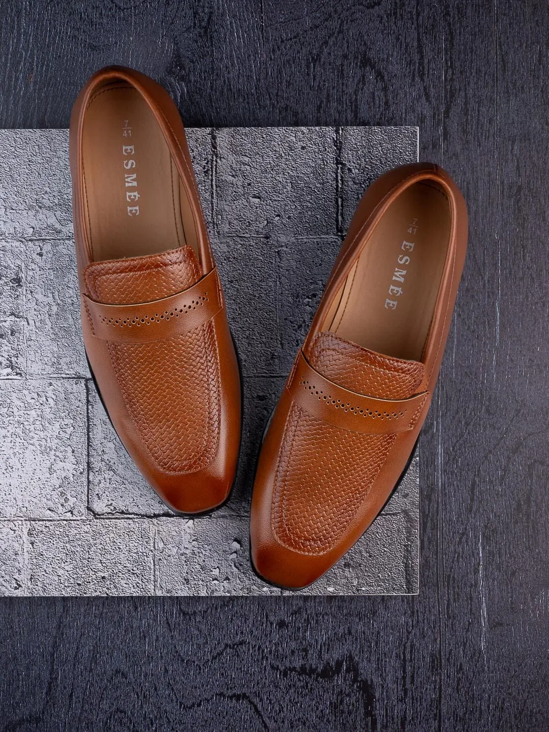 Esmee Tan Men Formal Classic Slip Ons Slip On No Laces