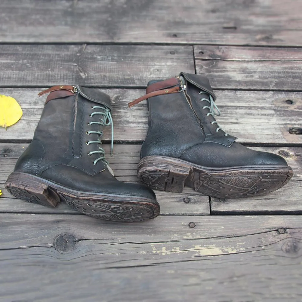 øriginalgrand Remastered Wingtip Oxfords Retro Short Boots Women Handmade Genuine Leather Martin Boots Women Biker Boots Black