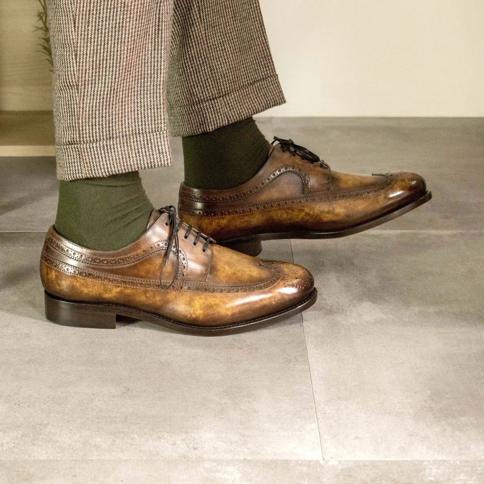 Men's Longwing Blucher Shoes Patina Leather Goodyear Welt Wide Plus Size Brown 5246 Work Boots Lexington Ky