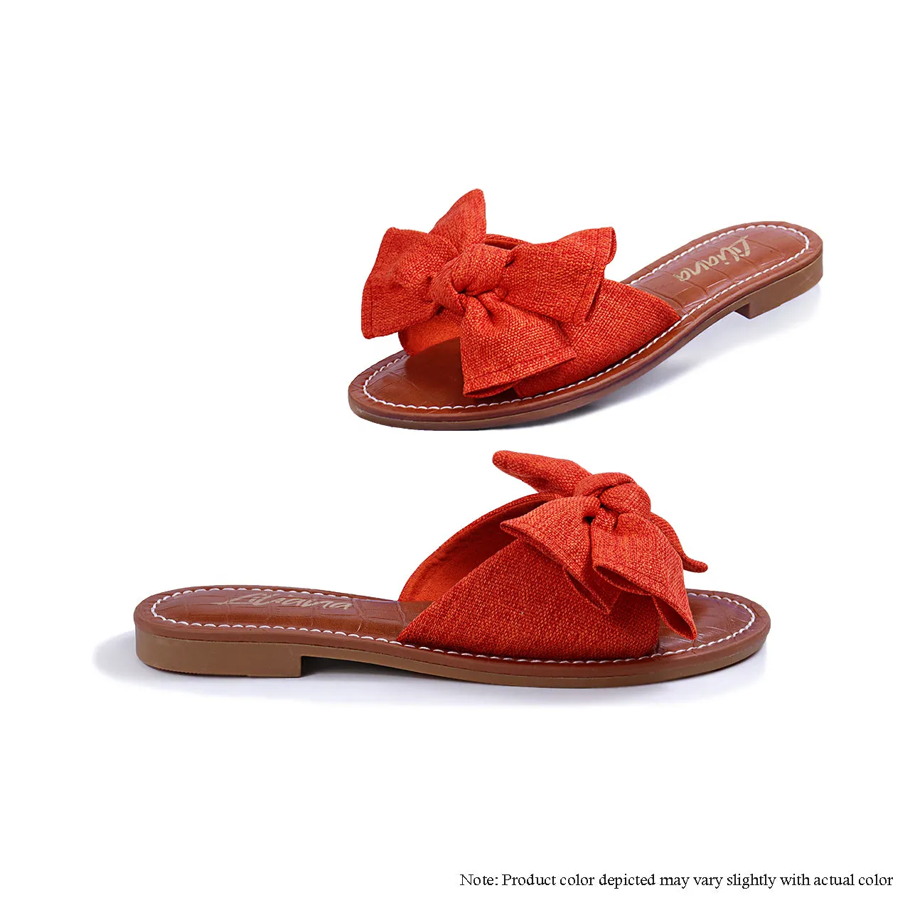 Jellly Sandals CLARISSA-1 CROC FOOTBED BOW SANDAL - TANGERINE