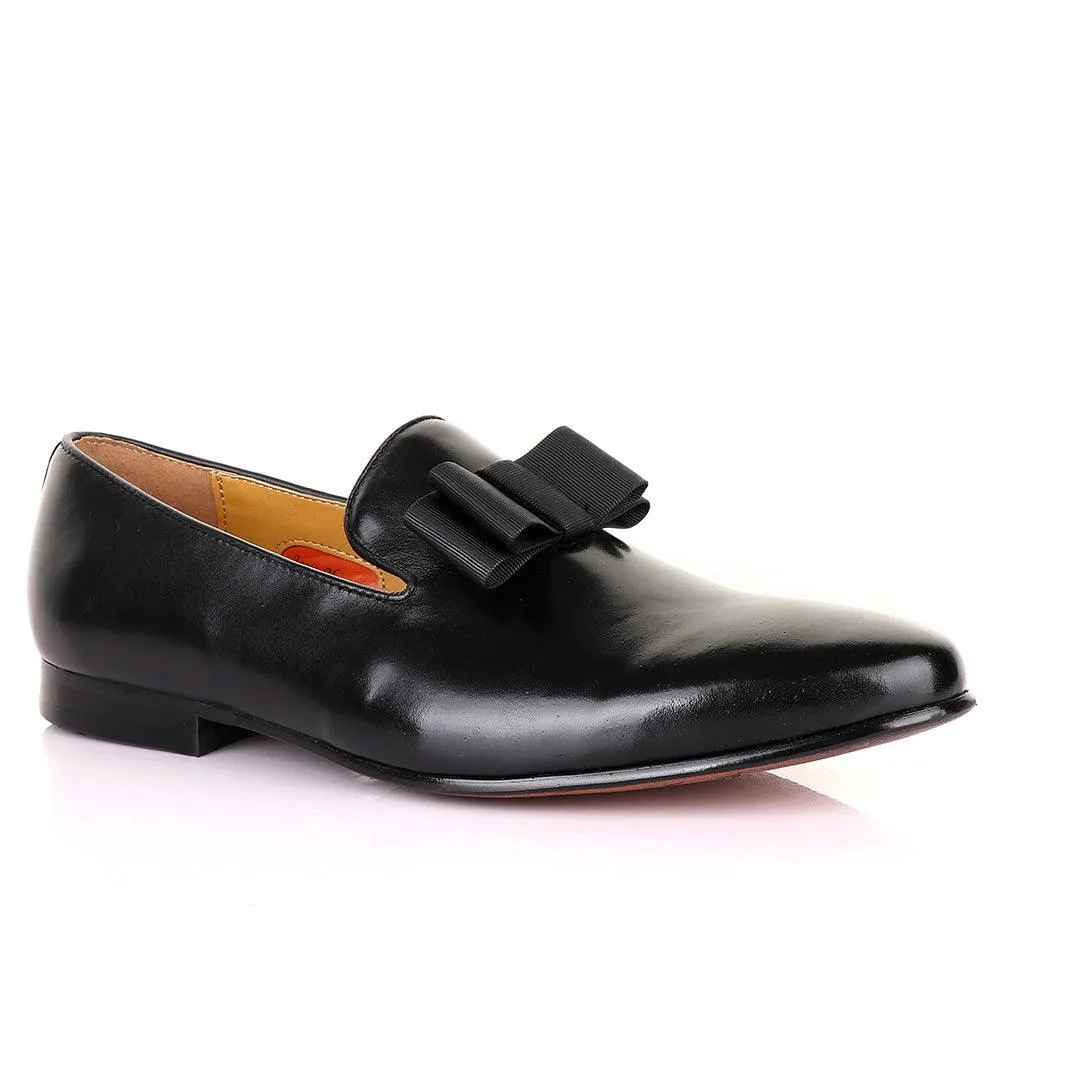 John Mendson Black Leather With Bow Loafers Clarks Patent Leather Loafers