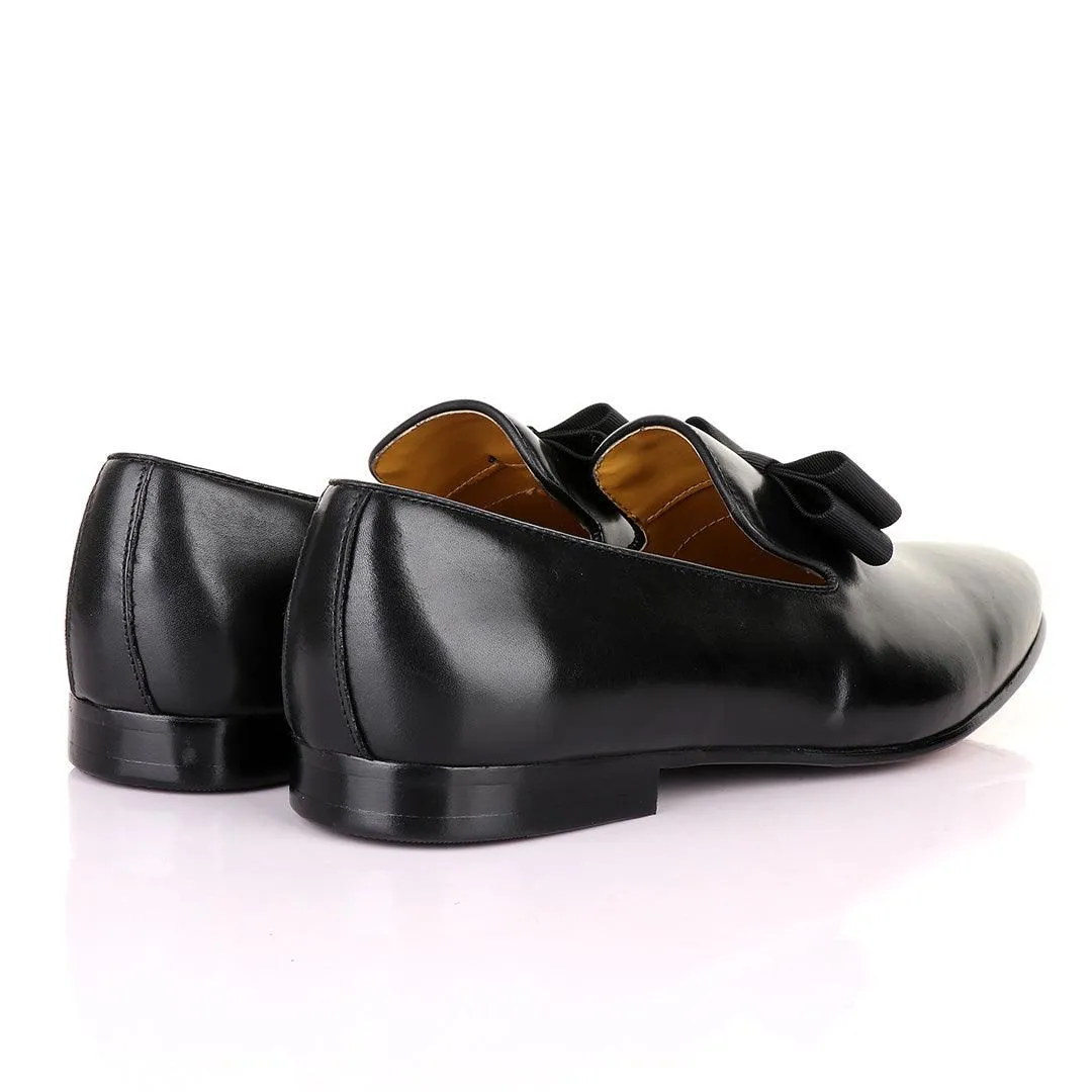 John Mendson Black Leather With Bow Loafers Carlos Loafers