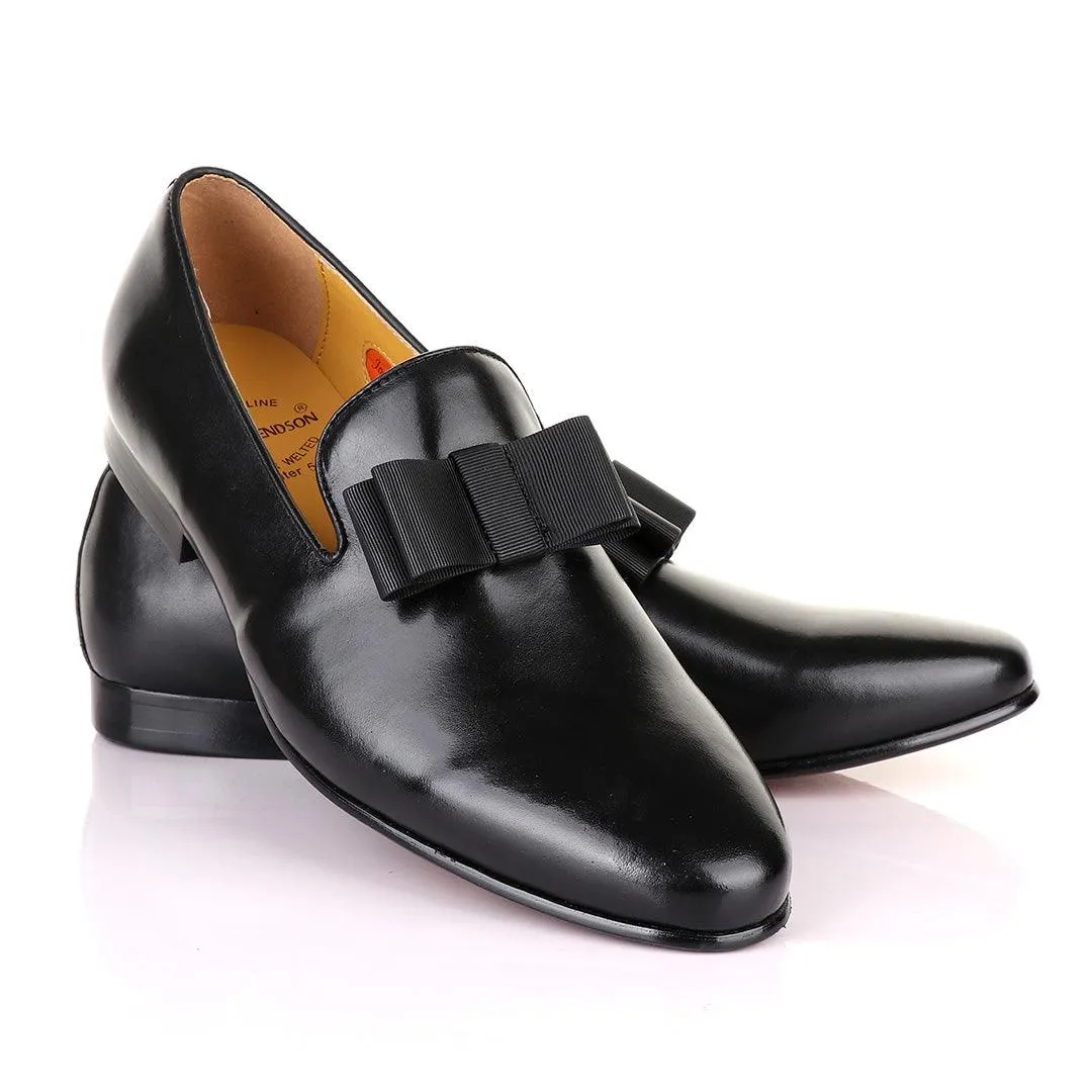 Taupe Loafers John Mendson Black Leather With Bow Loafers