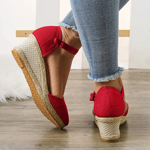 Sole Of Sandals Women's Vintage Linen Casual Ankle Strap Backless Heeled Sandals