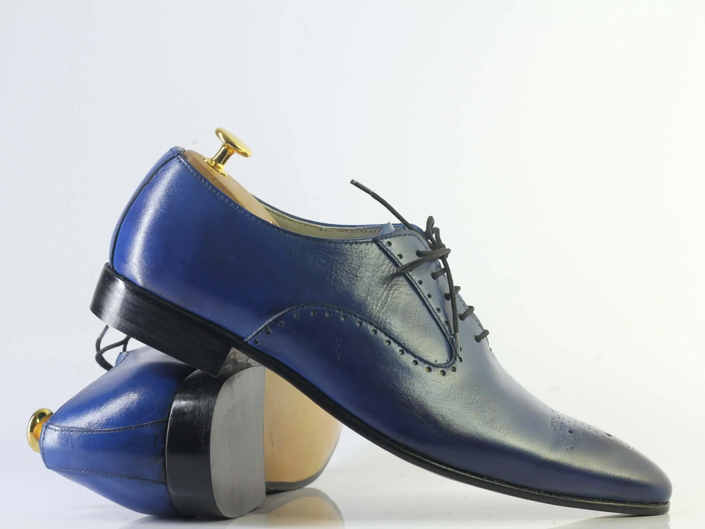 Waffle Racing Flat Moon Shoe Price Handmade Men Blue Leather Wing Tip Brogue Shoes, Men Dress Formal Designer Shoes
