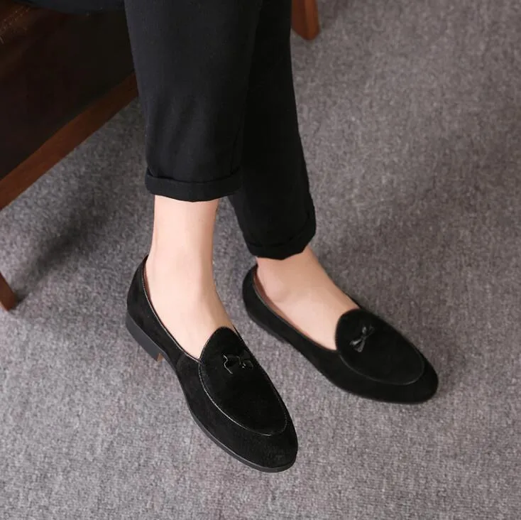 Bowknot Suede Men Loafers Shoes Loafers In Winter