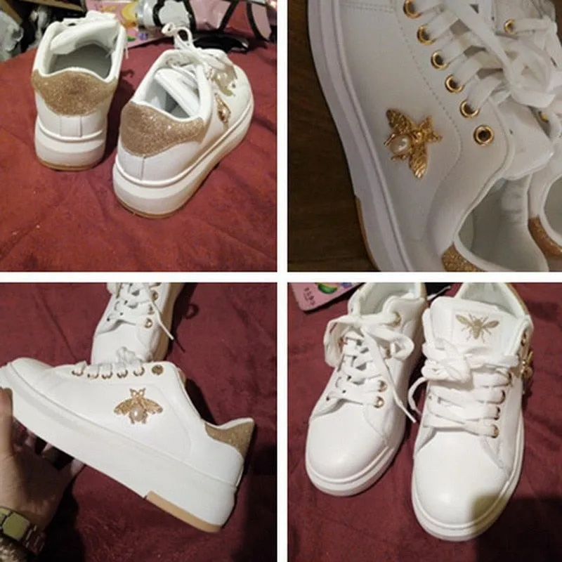 Good Running Sneakers For Beginners Fashion Breathable PU Leather Platform Sneakers