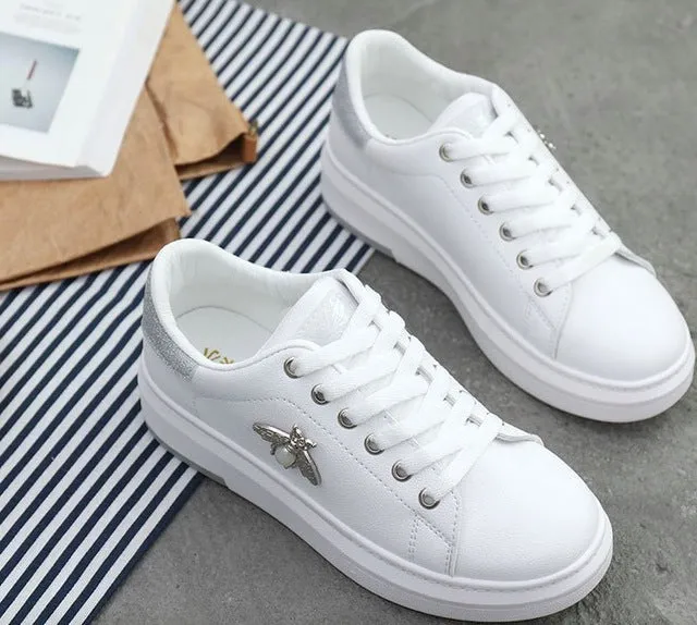 Fashion Breathable PU Leather Platform Sneakers Denim Sneakers