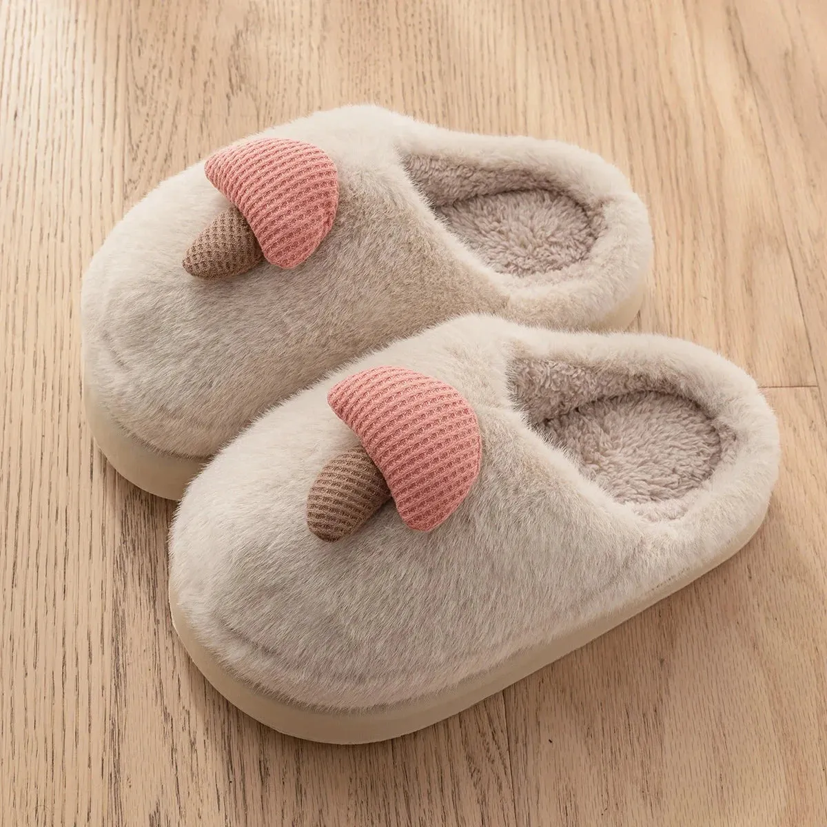 TZLDN Women's Winter Warm Cartoon Slippers Closed Toe Non Slip Furry House Shoes Women Indoor Bedroom 4CM EVA Sole Plush Slipper Tasman Slippers Dupes