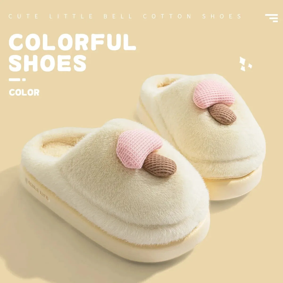 TZLDN Women's Winter Warm Cartoon Slippers Closed Toe Non Slip Furry House Shoes Women Indoor Bedroom 4CM EVA Sole Plush Slipper Knee High Slippers