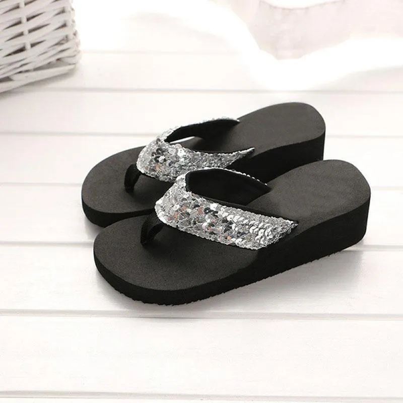 The Latest Summer Sequin Women's 2018 Non-slip Sandals Slipper Flip Flops for Indoor Outdoor Big Joe Turner Flip Flop And Fly