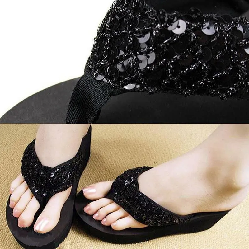 Words For Flip Flops The Latest Summer Sequin Women's 2018 Non-slip Sandals Slipper Flip Flops for Indoor Outdoor