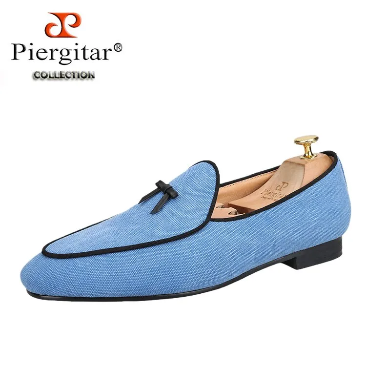 Three Colors Raw Cotton Canvas Belgian Loafers With Calfskin Flat Bows Handmade Slip-On Classic The Silver Slippers Book