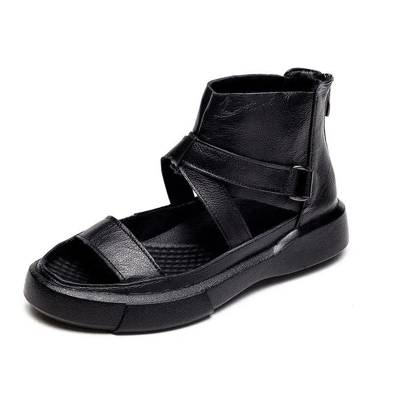 Comfort Oxford Shoes Platform Summer Sandals Boots Soft Leather Wrap Ankle Bootie Buckle Sandals