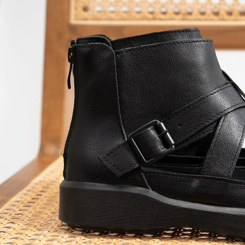 Oxfords Shoe Platform Summer Sandals Boots Soft Leather Wrap Ankle Bootie Buckle Sandals