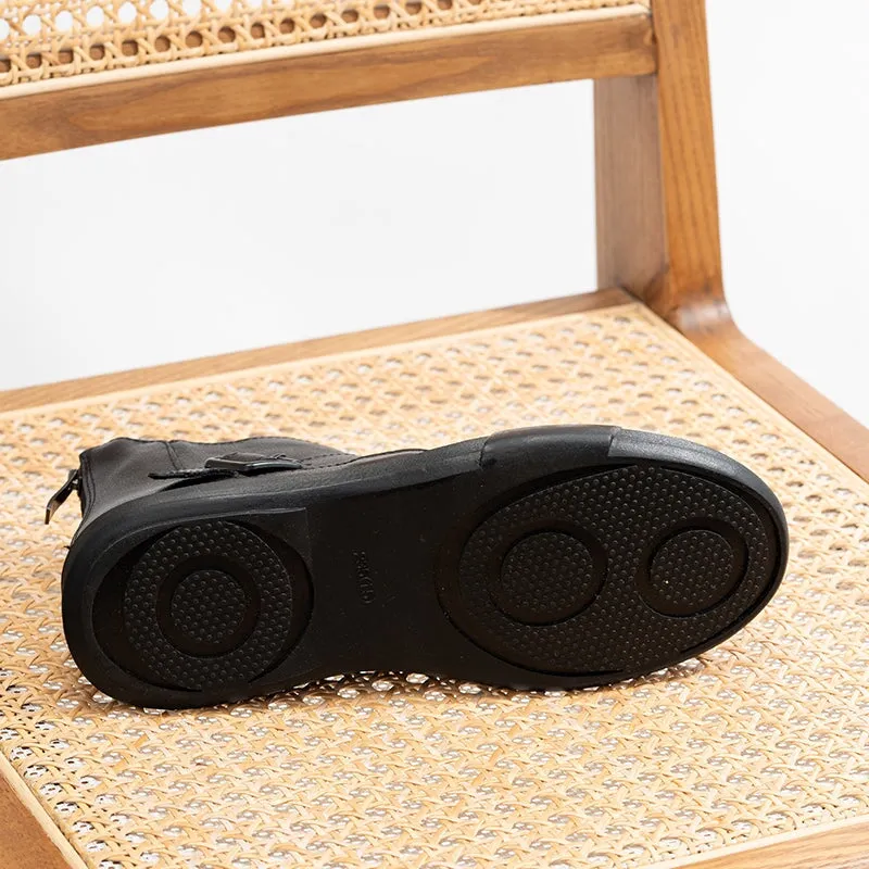 Platform Summer Sandals Boots Soft Leather Wrap Ankle Bootie Buckle Sandals White Oxford Shirt