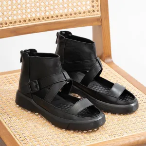 Platform Summer Sandals Boots Soft Leather Wrap Ankle Bootie Buckle Sandals Dunbar Wingtip Oxford