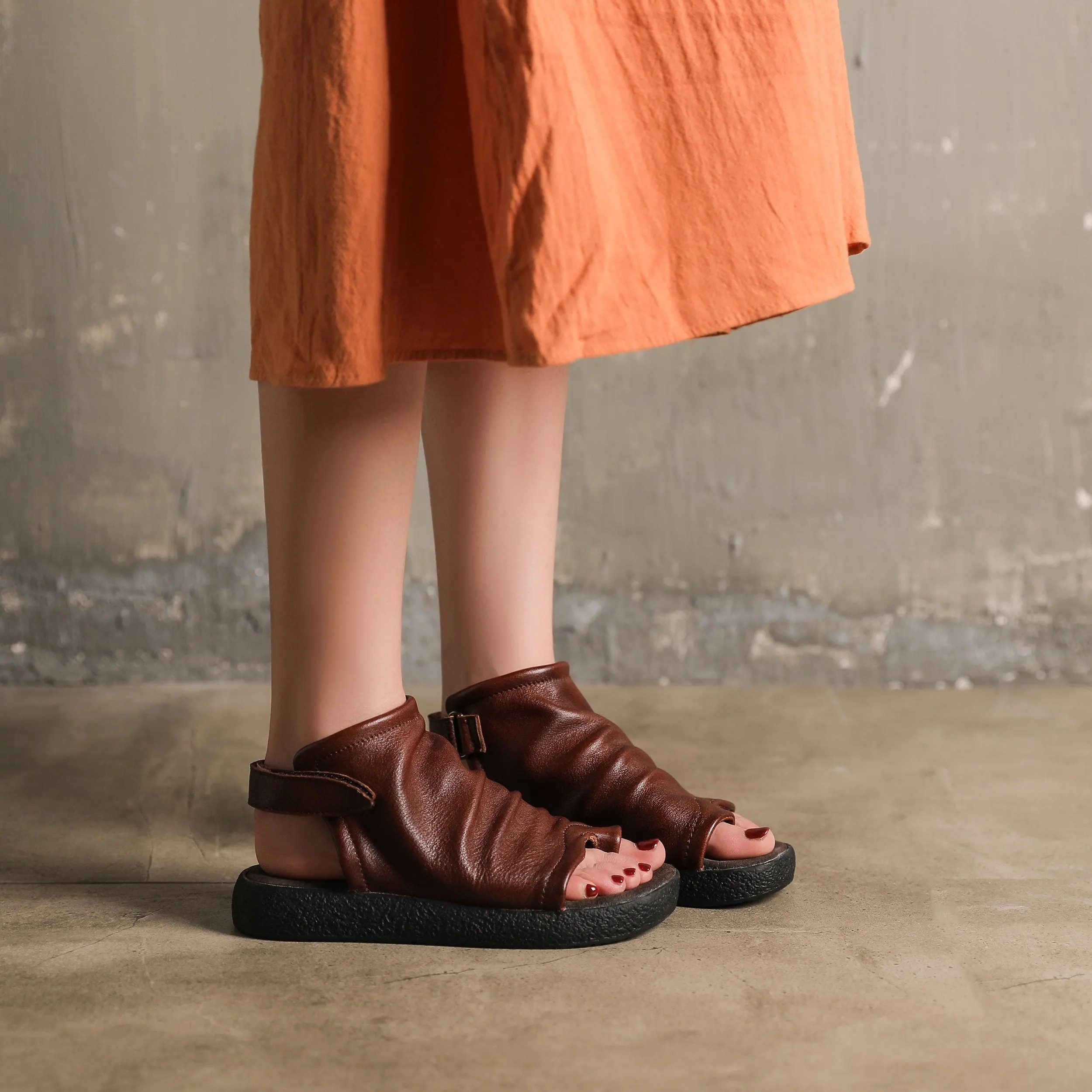 Toe Post Sandals Boots Cowhide Leather Comfortable Slingback Wrap Ankle Summer Boots Black/Brown/Coffee Oxfords Or Loafers