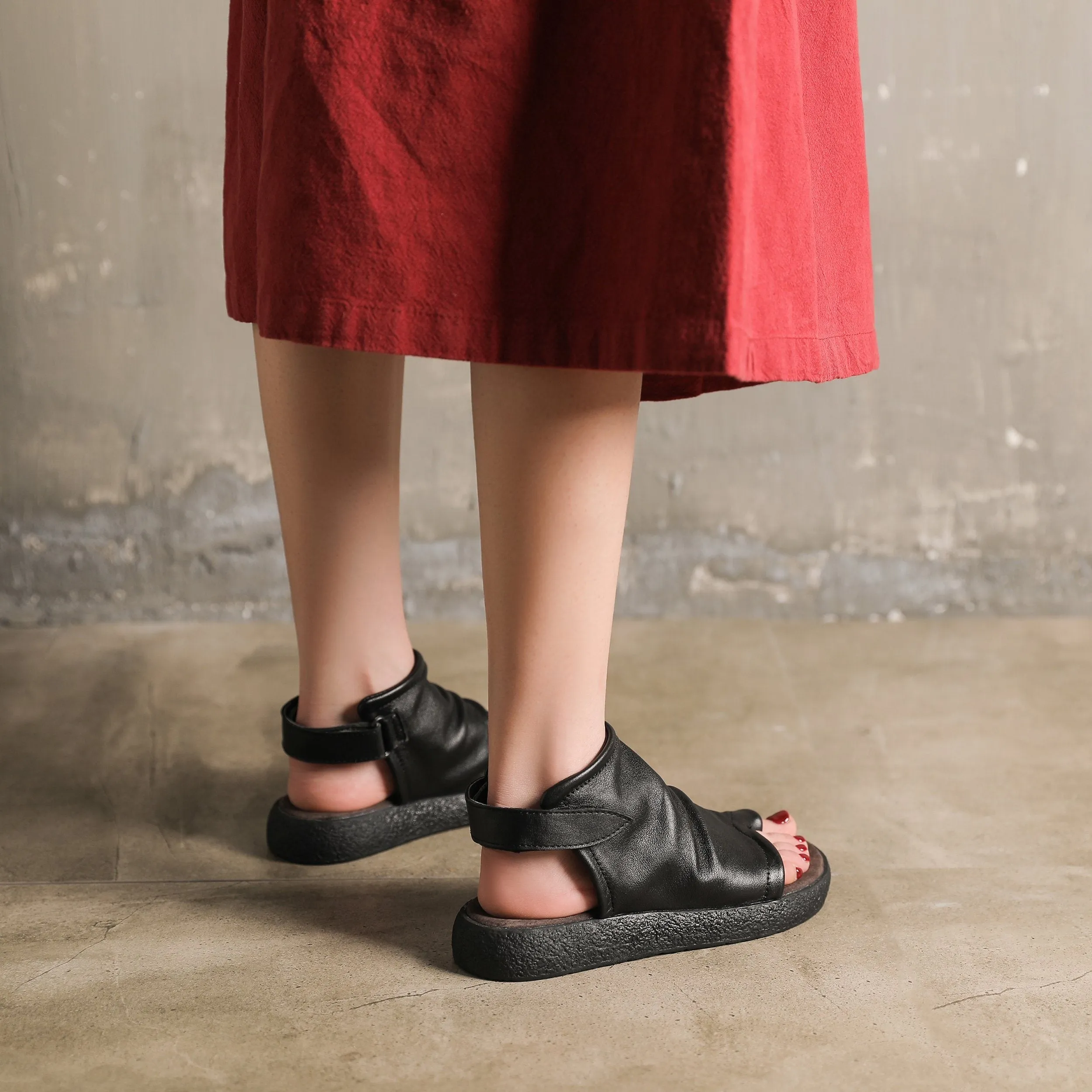 Toe Post Sandals Boots Cowhide Leather Comfortable Slingback Wrap Ankle Summer Boots Black/Brown/Coffee Difference Between Brogue And Oxford