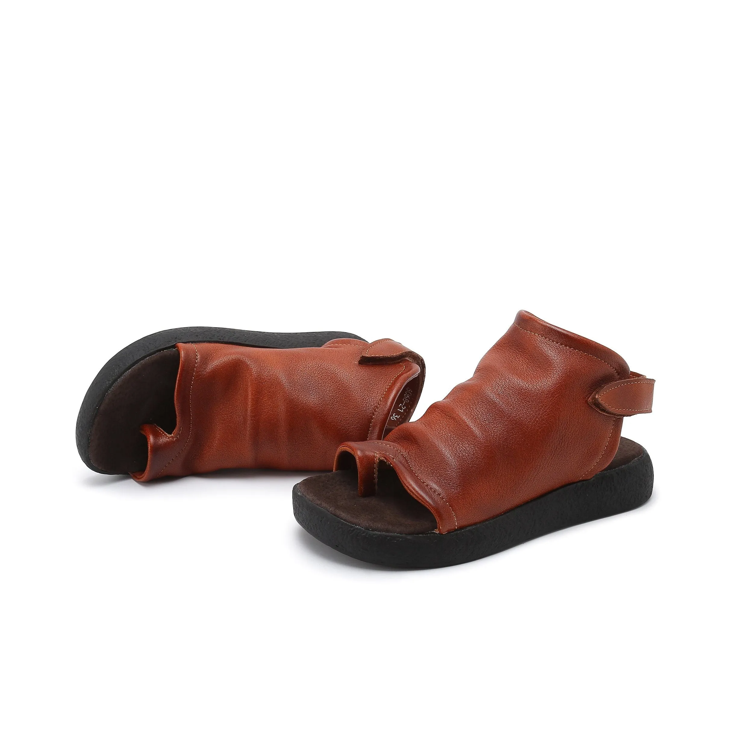 Toe Post Sandals Boots Cowhide Leather Comfortable Slingback Wrap Ankle Summer Boots Black/Brown/Coffee Time Fashion Oxford