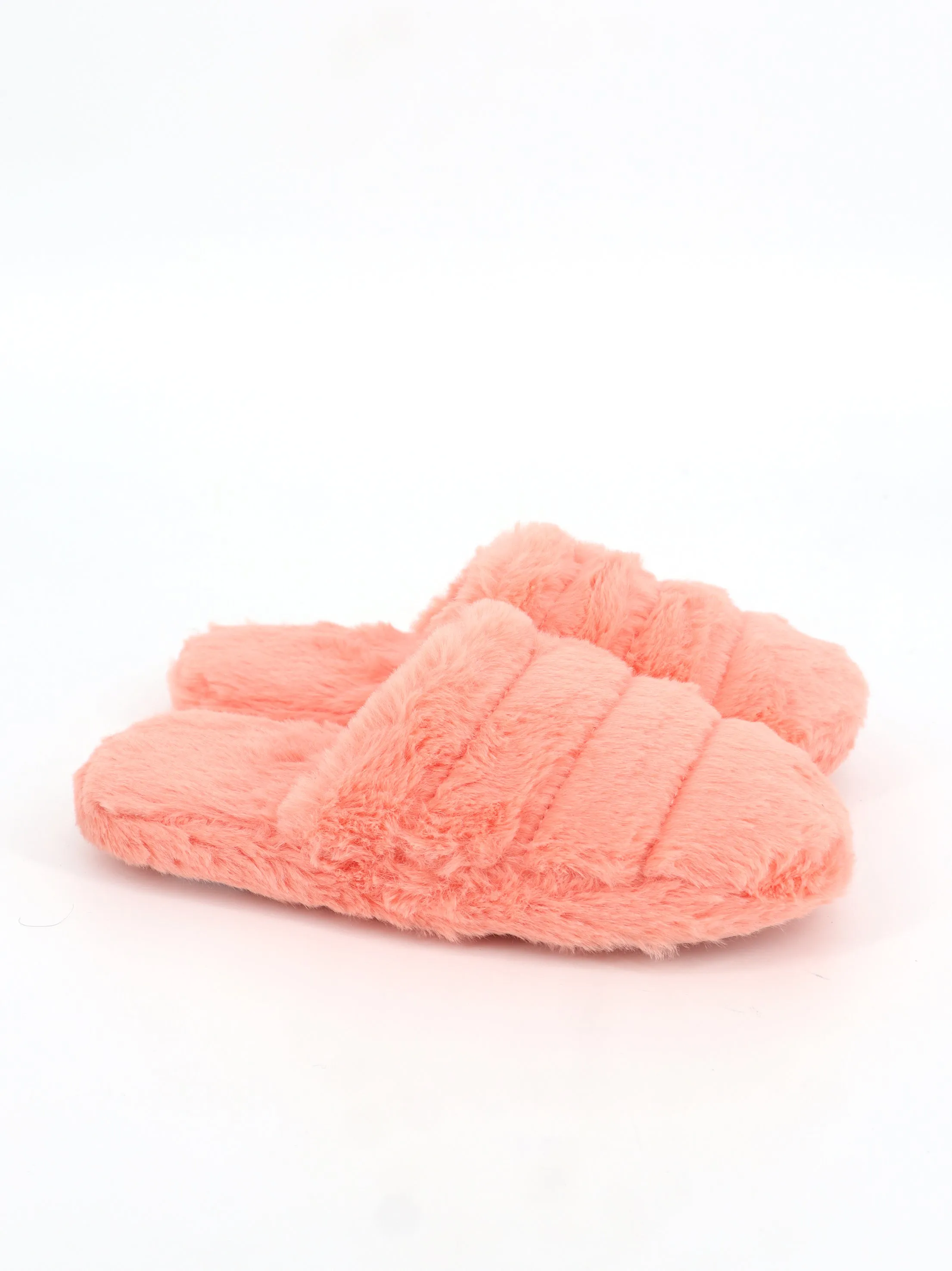 Picture Of Slippers Women's Quilted Faux Fur Slippers,Peach