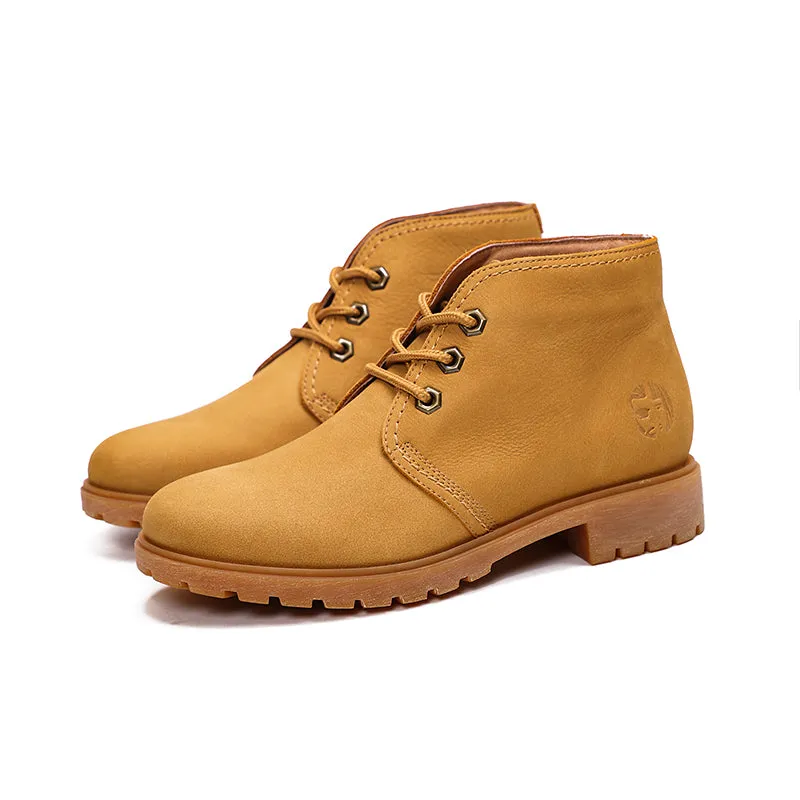 Zapatos Casuales Oxford Hombre Women's Handmade High Lace-up Boot in Nubuck Calfskin in Light Tan