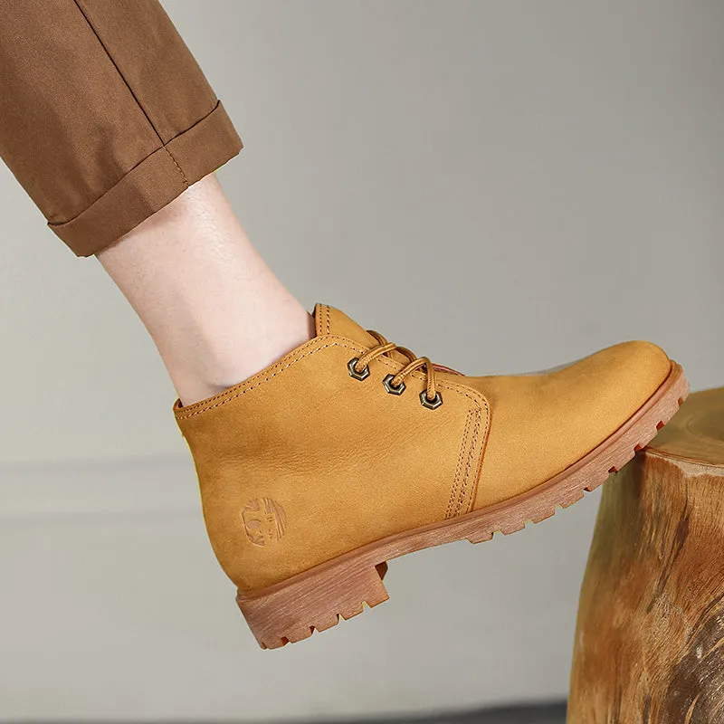 Women's Handmade High Lace-up Boot in Nubuck Calfskin in Light Tan Everlane Oxfords